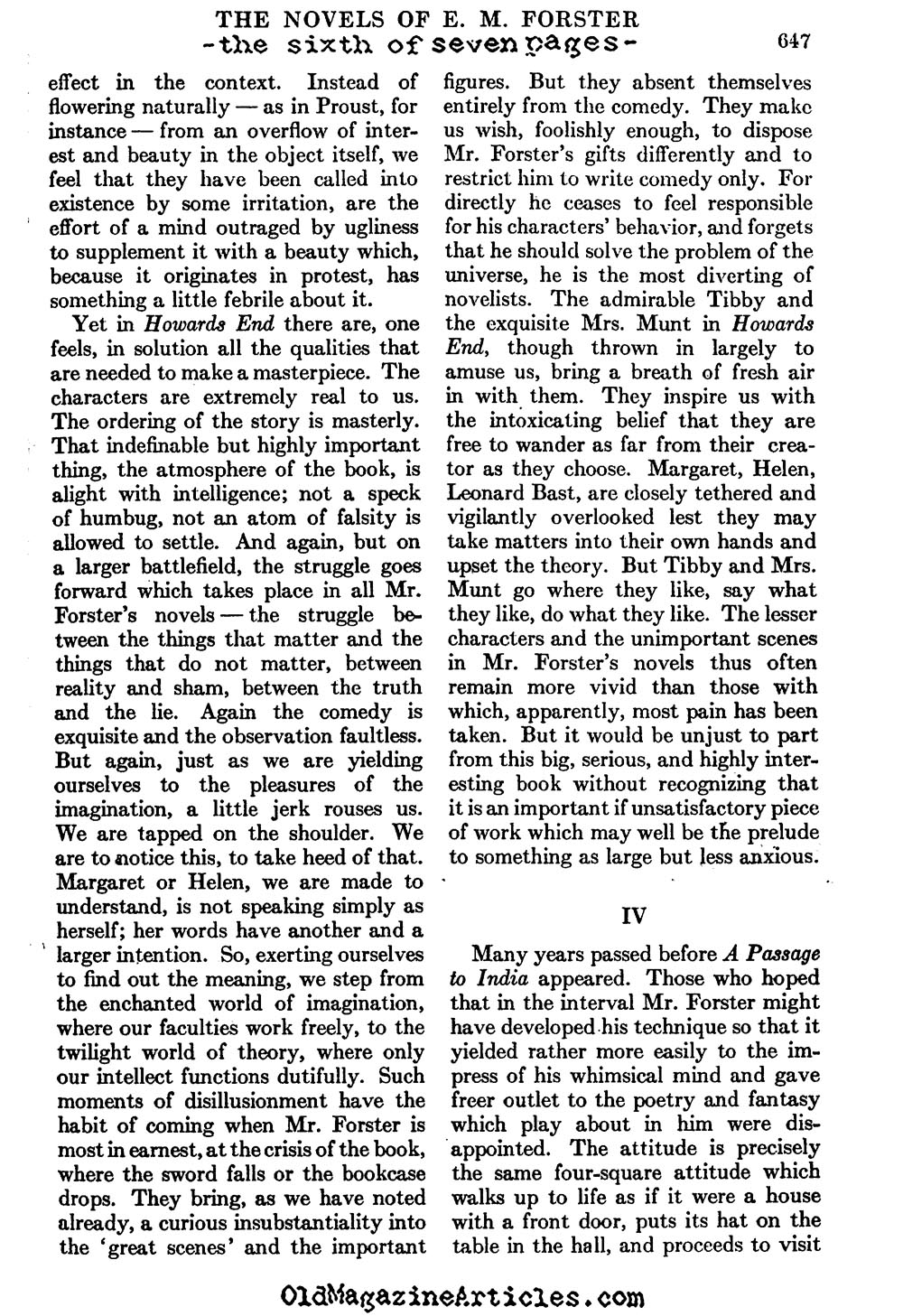 Virginia Woolf Reviews E.M. Forster (Atlantic Monthly, 1927)